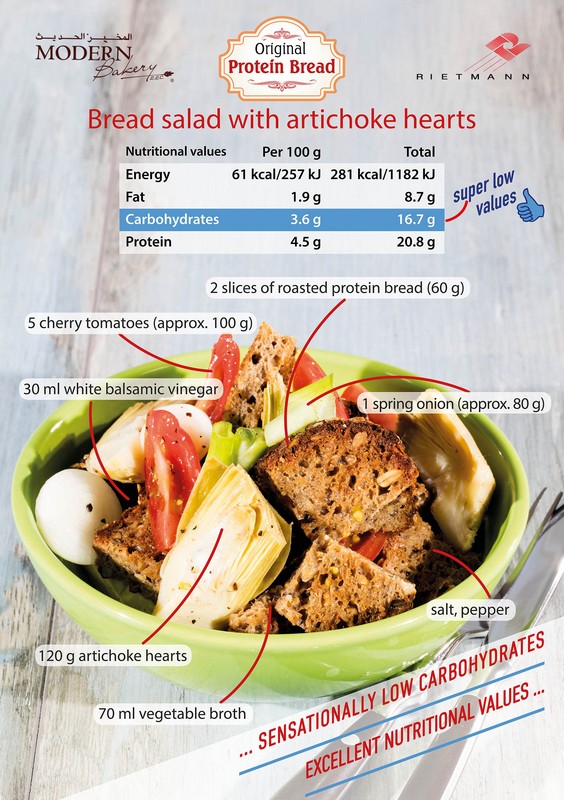 Protein Bread Salad with Artichoke Hearts