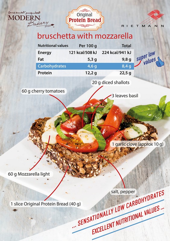 Protein Bread Bruschetta with Mozzarella